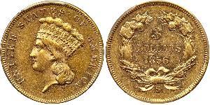 3 Dólar Estados Unidos de América (1776 - ) Oro 