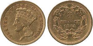 3 Dólar Estados Unidos de América (1776 - ) Oro 