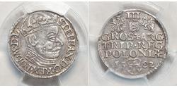 3 Grosh Polonia Plata Stephen Báthory (1533-1586)