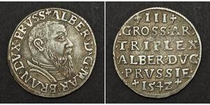3 Grosh 德国 / 勃蘭登堡侯國 (1157–1806) / 联邦州 (德国) 銀 阿尔布雷希特 (普鲁士)