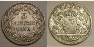 3 Kreuzer Grand Duchy of Baden (1806-1918) Argento 