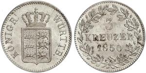 3 Kreuzer Regno di Württemberg (1806-1918) Argento 