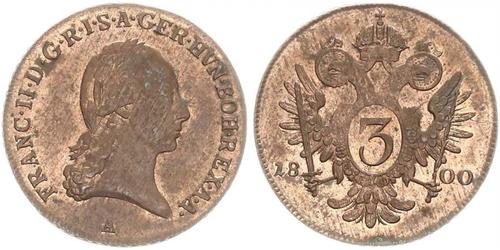 3 Kreuzer Heiliges Römisches Reich (962-1806) / Habsburgermonarchie (1526-1804) Kupfer Francis II, Holy Roman Emperor (1768 - 1835)