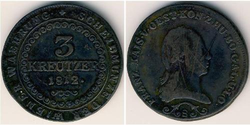 3 Kreuzer Kaisertum Österreich (1804-1867) Kupfer Francis II, Holy Roman Emperor (1768 - 1835)