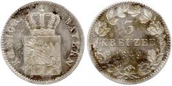 3 Kreuzer Baviera Plata Maximiliano II de Baviera(1811 - 1864)