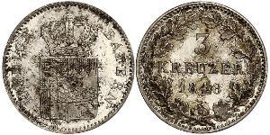 3 Kreuzer Baviera Plata Maximiliano II de Baviera(1811 - 1864)