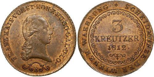 3 Kreuzer Impero austriaco (1804-1867) Rame Francis II, Holy Roman Emperor (1768 - 1835)