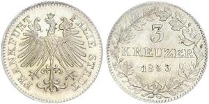 3 Kreuzer Freie Stadt Frankfurt Silber 