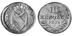 3 Kreuzer Grand Duchy of Baden (1806-1918) Silber 