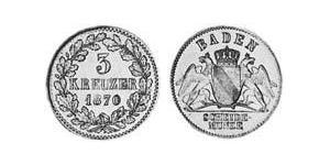 3 Kreuzer Grand Duchy of Baden (1806-1918) Silber Friedrich I. (Baden, Großherzog) (1826 - 1907)