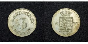 3 Kreuzer Herzogtum Sachsen-Meiningen (1680 - 1918) Silber Bernhard II. (Sachsen-Meiningen)