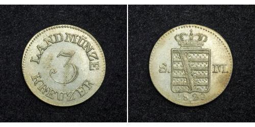 3 Kreuzer Herzogtum Sachsen-Meiningen (1680 - 1918) Silber Bernhard II. (Sachsen-Meiningen)