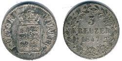 3 Kreuzer Königreich Württemberg (1806-1918) Silber 