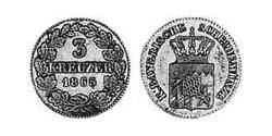 3 Kreuzer Kingdom of Bavaria (1806 - 1918) Silver Ludwig II of Bavaria (1845 – 1886)