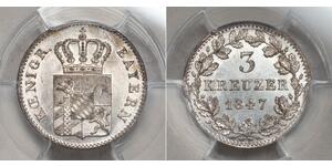 3 Kreuzer Kingdom of Bavaria (1806 - 1918) Silver 