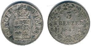3 Kreuzer Kingdom of Württemberg (1806-1918) 銀 