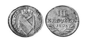 3 Kreuzer 巴登大公國 (1806 - 1918) 銀 