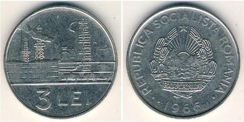 3 Lev República Socialista de Rumania (1947-1989) Níquel/Acero 
