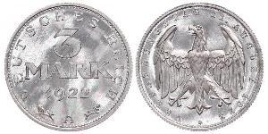 3 Mark República de Weimar (1918-1933) Aluminio 