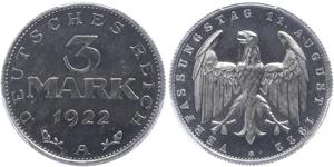 3 Mark República de Weimar (1918-1933) Aluminio 