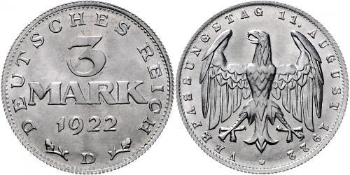 3 Mark República de Weimar (1918-1933) Aluminio 