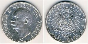 3 Mark Anhalt-Dessau (1603 -1863) Argent Frédéric II d