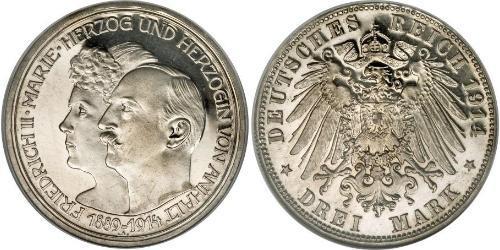 3 Mark Anhalt-Dessau (1603 -1863) Argent Frédéric II d
