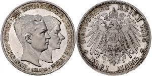 3 Mark Duché de Brunswick (1815 - 1918) Argent Ernest-Auguste III de Hanovre (1887 - 1953)