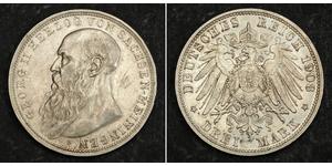 3 Mark Duché de Saxe-Meiningen (1680 - 1918) Argent Georges II de Saxe-Meiningen-Hildburghausen