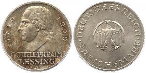 3 Mark Empire allemand (1871-1918) Argent Gotthold Ephraim Lessing