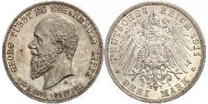 3 Mark Empire allemand (1871-1918) Argent 