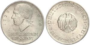 3 Mark Empire allemand (1871-1918) Argent Gotthold Ephraim Lessing