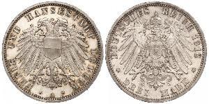 3 Mark Free City of Lübeck Argent 