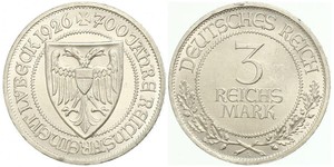 3 Mark Free City of Lübeck Argent 