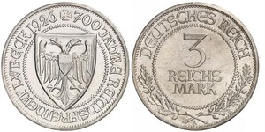 3 Mark Free City of Lübeck Argent 