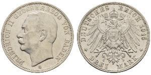 3 Mark Grand-duché de Bade (1806-1918) Argent Frédéric II de Bade (1857-1928) (1857 - 1928)