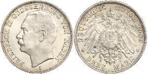 3 Mark Grand-duché de Bade (1806-1918) Argent Frédéric II de Bade (1857-1928) (1857 - 1928)