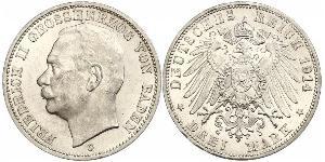 3 Mark Grand-duché de Bade (1806-1918) Argent Frédéric II de Bade (1857-1928) (1857 - 1928)
