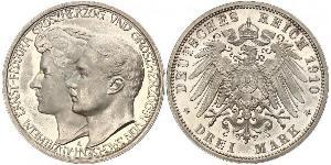 3 Mark Grand-duché de Saxe-Weimar-Eisenach (1809 - 1918) Argent Guillaume-Ernest de Saxe-Weimar-Eisenach