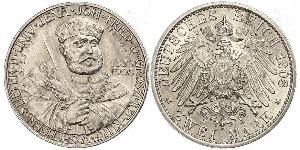 3 Mark Grand-duché de Saxe-Weimar-Eisenach (1809 - 1918) Argent 