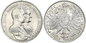 3 Mark Grand-duché de Saxe-Weimar-Eisenach (1809 - 1918) Argent Guillaume-Ernest de Saxe-Weimar-Eisenach