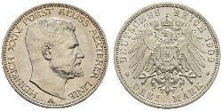 3 Mark Principauté Reuss branche aînée (1778 - 1918) Argent Henri XXIV Reuss-Greiz