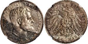 3 Mark Principauté Reuss branche aînée (1778 - 1918) Argent Henri XXIV Reuss-Greiz