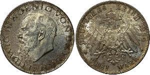 3 Mark Royaume de Bavière (1806 - 1918) Argent Louis III de Bavière (1845 – 1921)