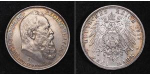 3 Mark Royaume de Bavière (1806 - 1918) Argent Othon Ier de Bavière(1848 – 1916)