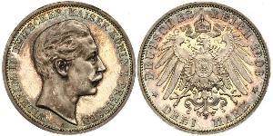 3 Mark Royaume de Prusse (1701-1918) Argent Wilhelm II, German Emperor (1859-1941)