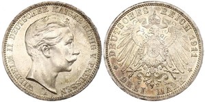 3 Mark Royaume de Prusse (1701-1918) Argent Wilhelm II, German Emperor (1859-1941)