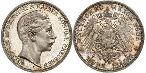 3 Mark Royaume de Prusse (1701-1918) Argent Wilhelm II, German Emperor (1859-1941)