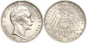 3 Mark Royaume de Prusse (1701-1918) Argent Wilhelm II, German Emperor (1859-1941)
