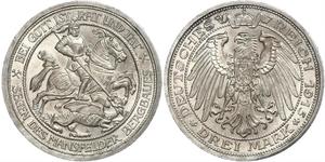 3 Mark Royaume de Prusse (1701-1918) Argent Wilhelm II, German Emperor (1859-1941)